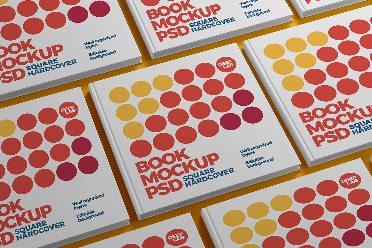 Square Book Hardcover Mockup Set, a Print Template by Deeplab (Photo 12 of 20)