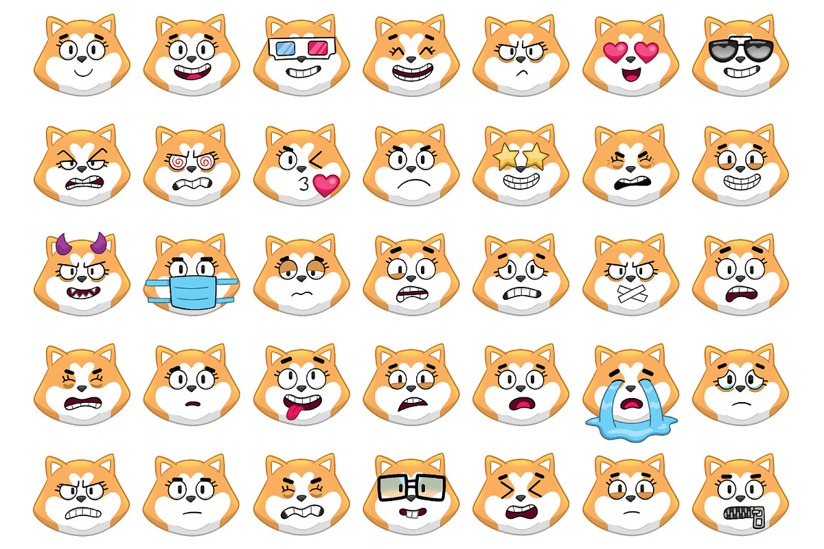 Akita Emoji Set, an Animal Illustration by Cartoon Shop (Photo 5 of 10)