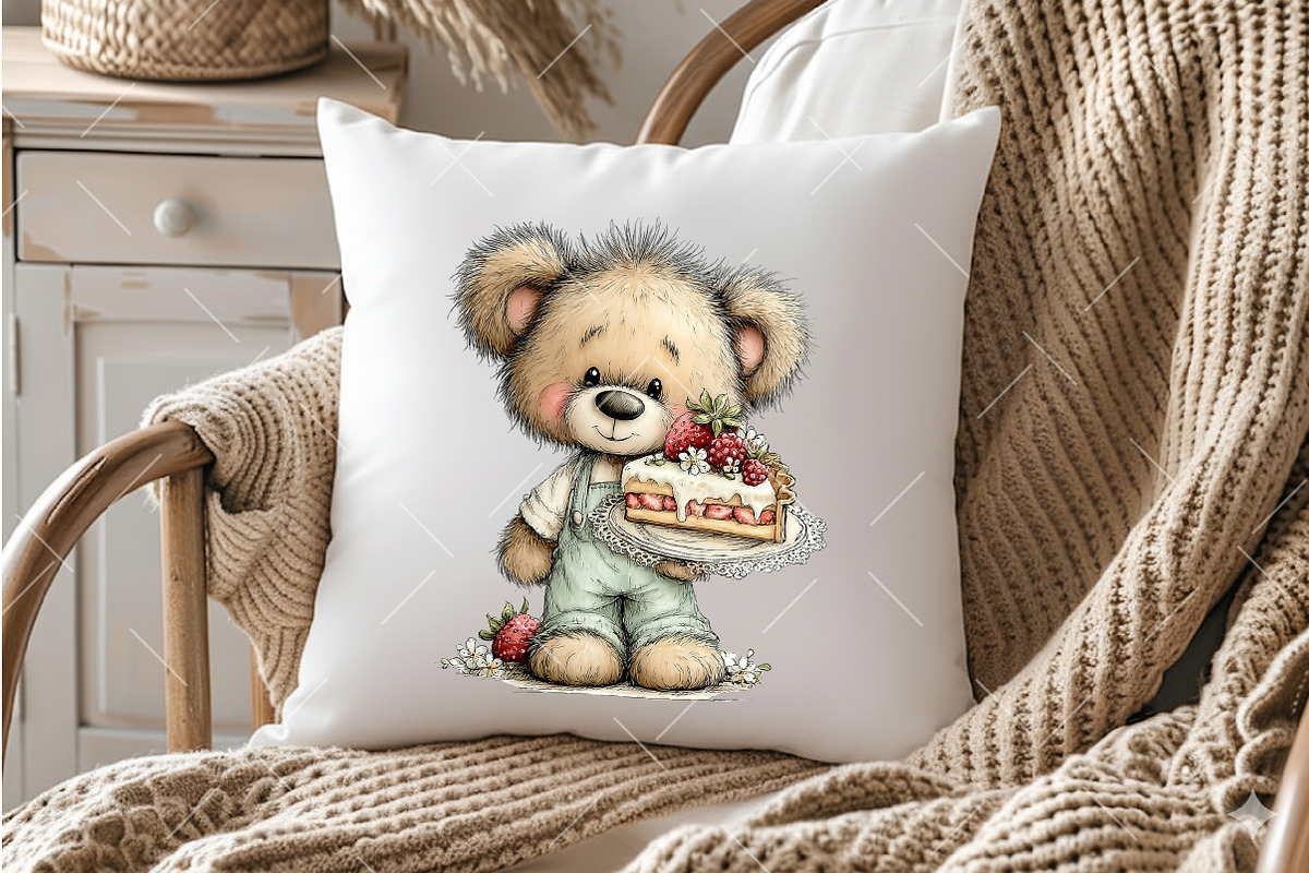 Strawberry Bear PNG Clipart Set, a Seasonal Illustration by OK Design (Photo 4 of 6)