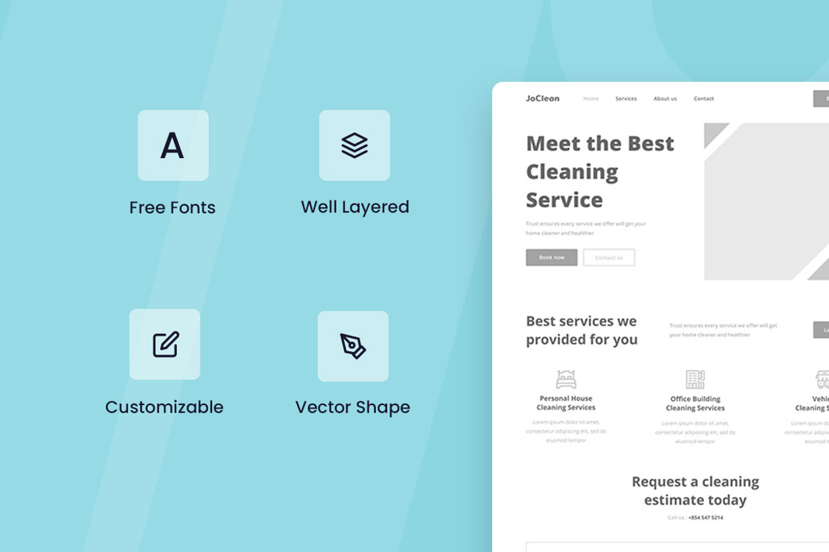 Cleaning Services Wireframe Website, a Wireframe Template by INSPR STD (Photo 2 of 6)