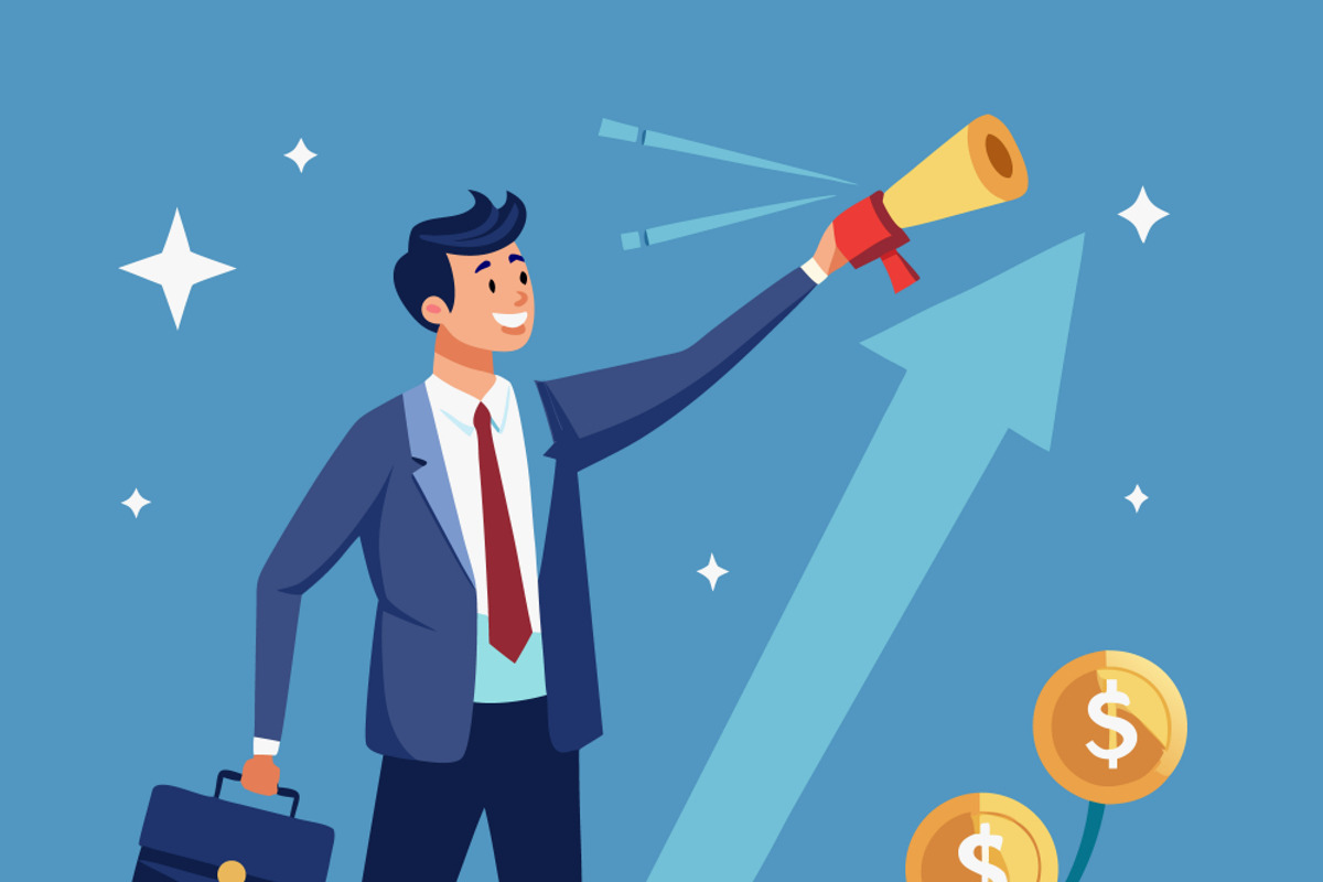 Businessman with megaphone, a Person Illustration by SouravDesign (Photo 1 of 3)