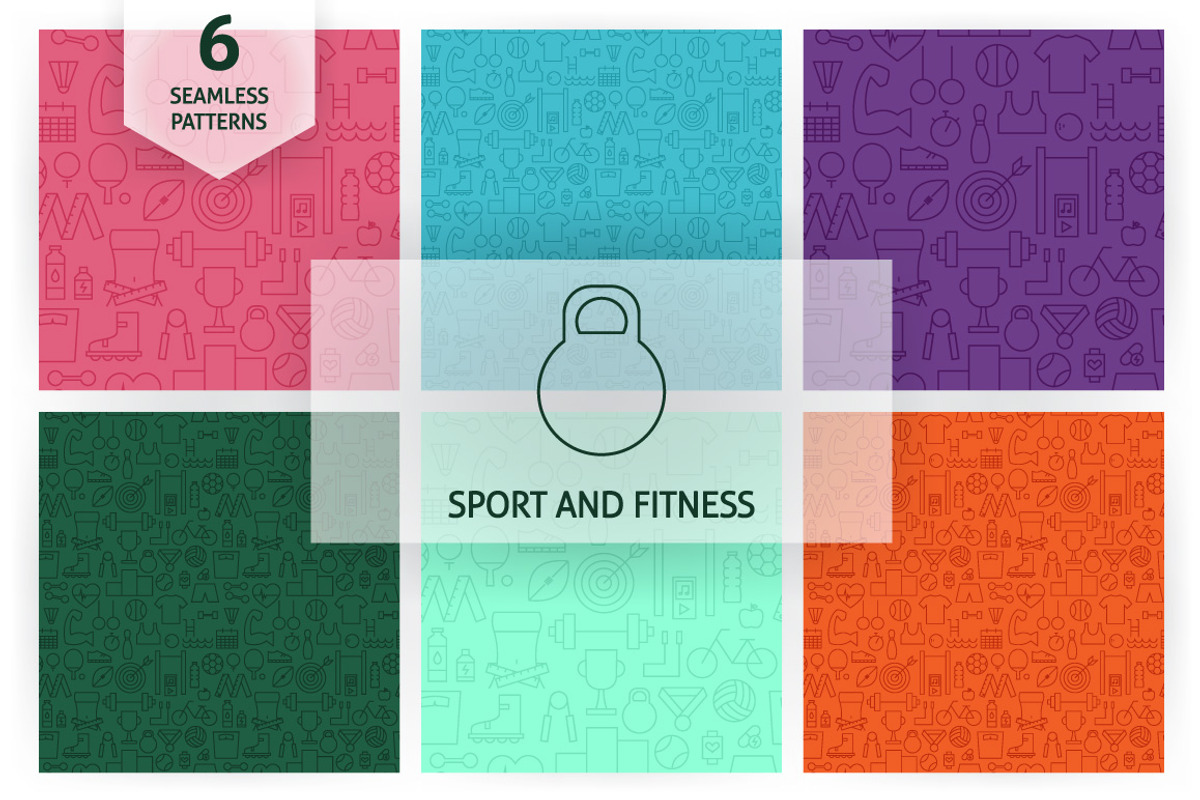 Sport Fitness Line Seamless Patterns, a Pattern Graphic by Anna_leni (Photo 1 of 7)