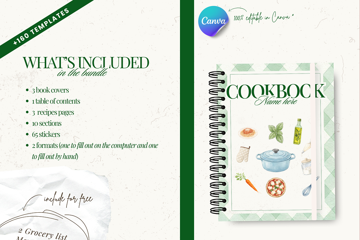 Printable family cookbook template, a Social Media Template by PixelBloomClub (Photo 6 of 8)