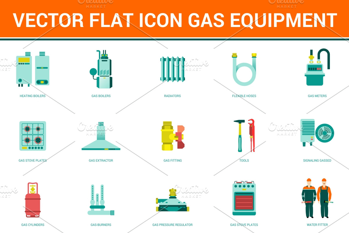 Vector flat icon gas equipment, an Icon by Handy Trendy