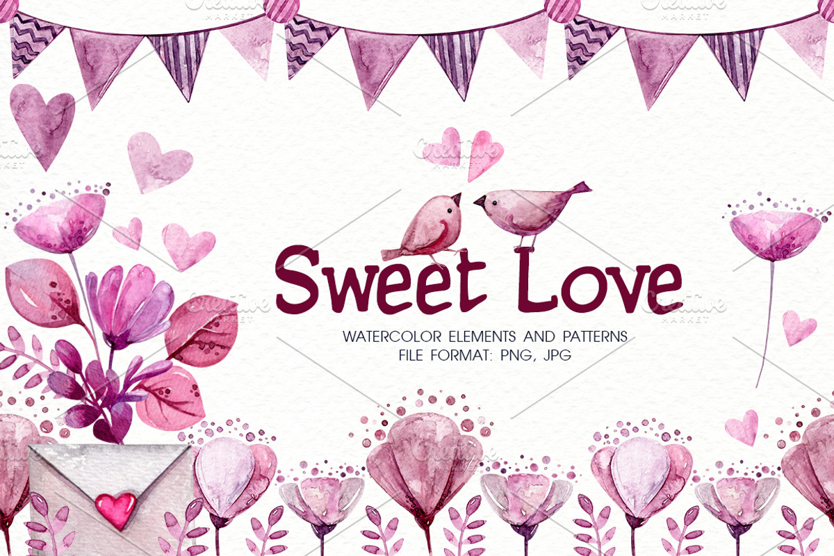 Watercolor Valentine's Day, a Decorative Illustration by Ksenia Markevych (Photo 1 of 8)