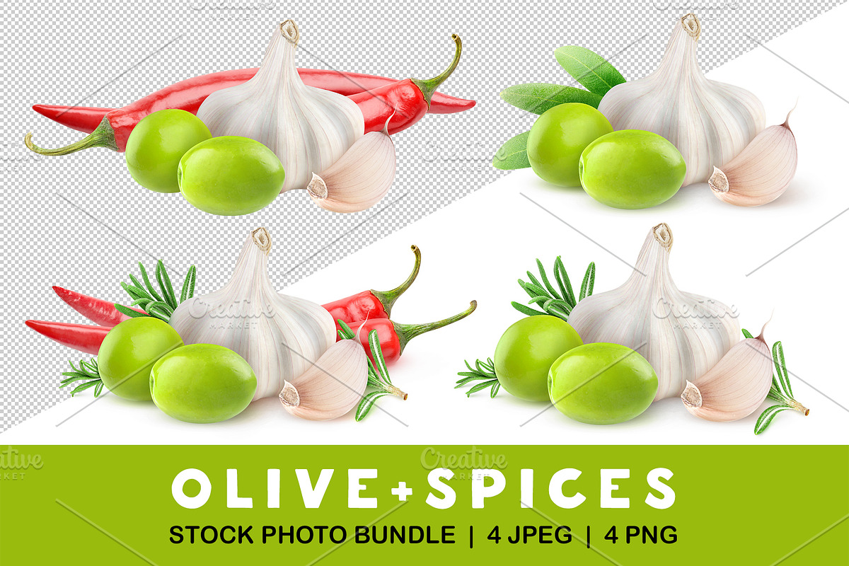 Green olives and spices, an Object Graphic by Fruits+Veggies (Photo 1 of 6)