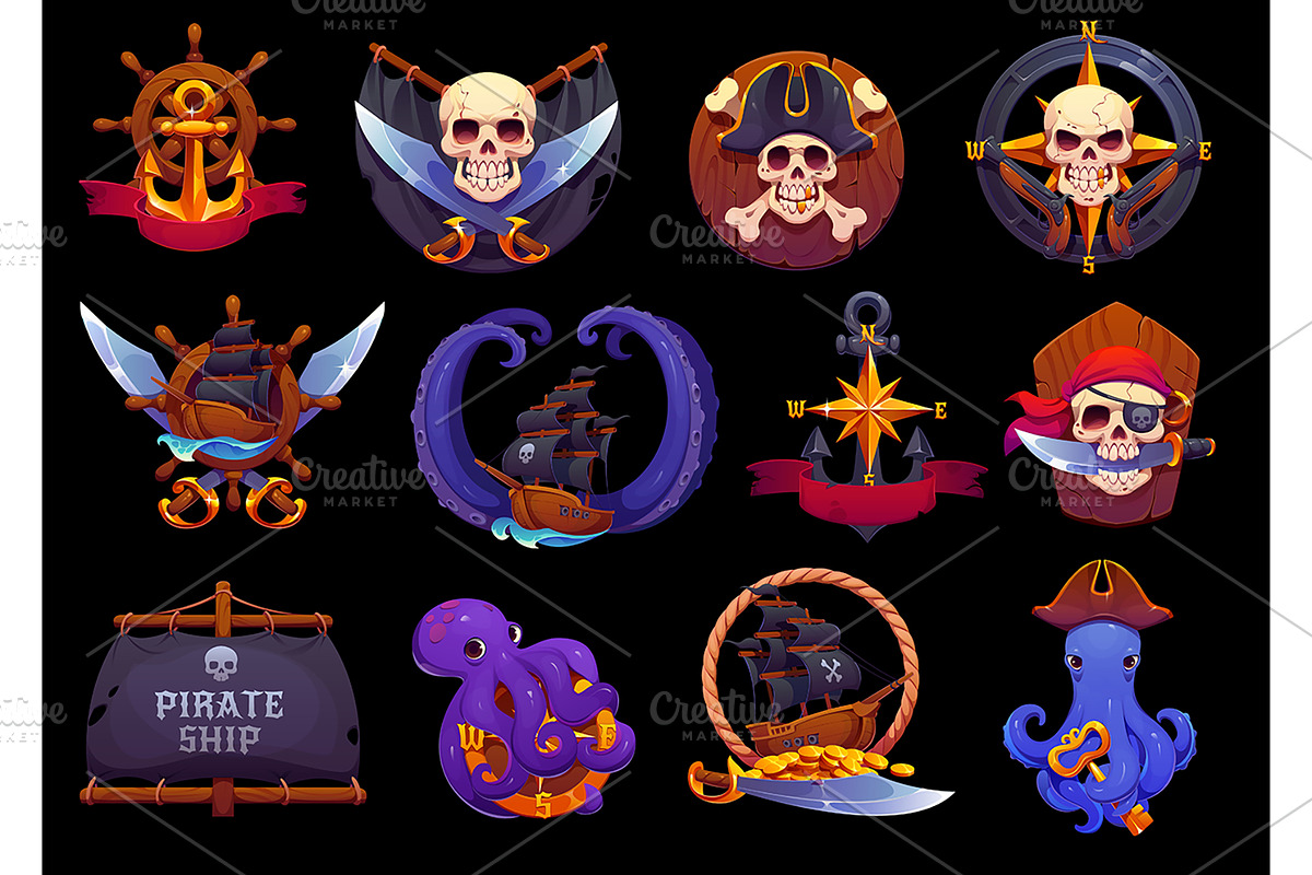 Game asset of pirate heraldry, an Object Illustration by Vector Tradition (Photo 1 of 3)