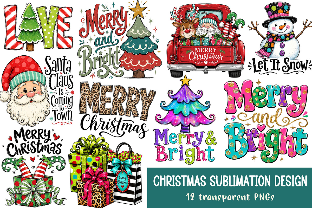 Christmas Sublimation Design Bundle, a Transportation Illustration by SinaCreation (Photo 1 of 10)