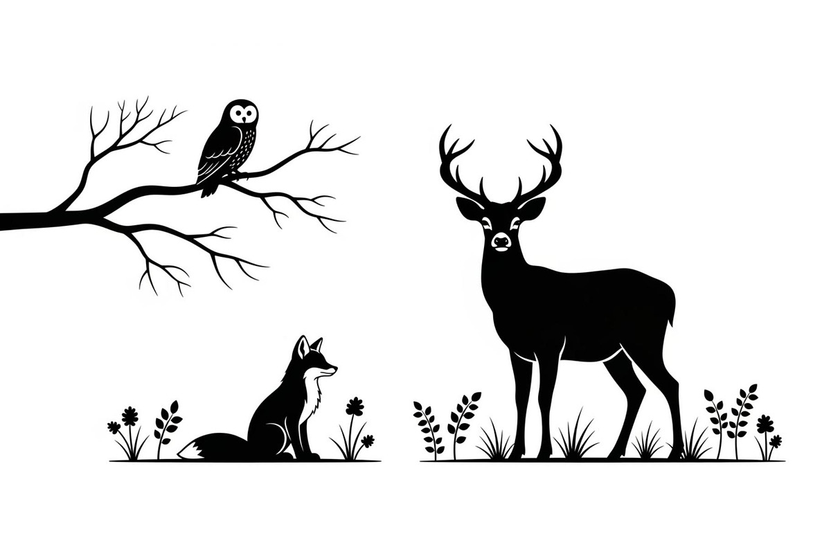 Wildlife Forest Silhouette Vector Bu, an Illustration by Designs_River (Photo 19 of 51)