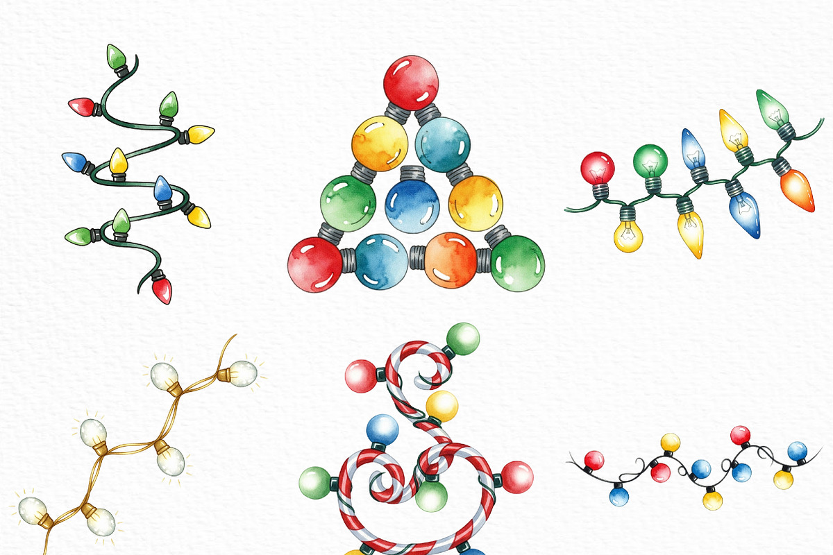 Christmas Lights Sublimation Clipart, an Illustration by Craft Nest (Photo 3 of 6)
