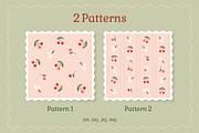 Cherry Patterns & Stationery Set, a Graphic by Nina Bered Illustration (Thumbnail 2 of 6)