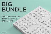 Big Bundle | 500 Thin Line Icons, an Outline Icon by Alex Blogoodf (Thumbnail 1 of 7)