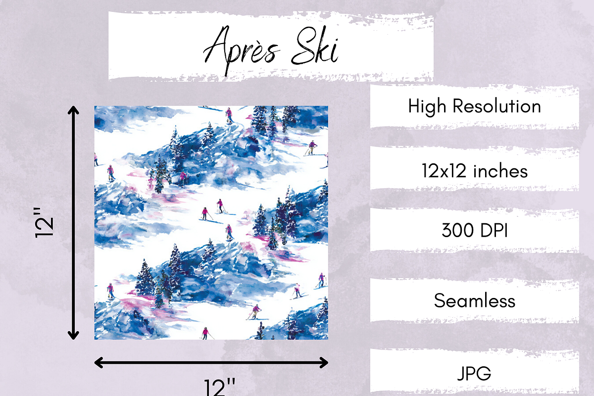 Winter Mountain & Ski Seamless Paper, a Pattern Graphic by Paper & Pattern Studio (Photo 3 of 9)