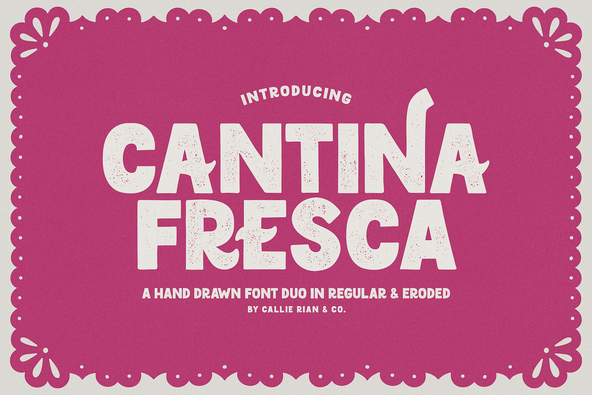 Cantina Fresca Display + Elements, a Sans Serif Font by Callie Rian & Co. (Photo 1 of 14)