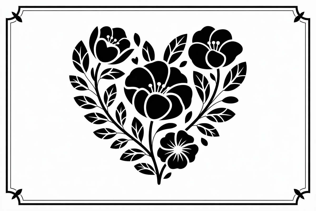 Elegant Black Floral Heart, an Illustration by Amazin_art (Photo 14 of 16)