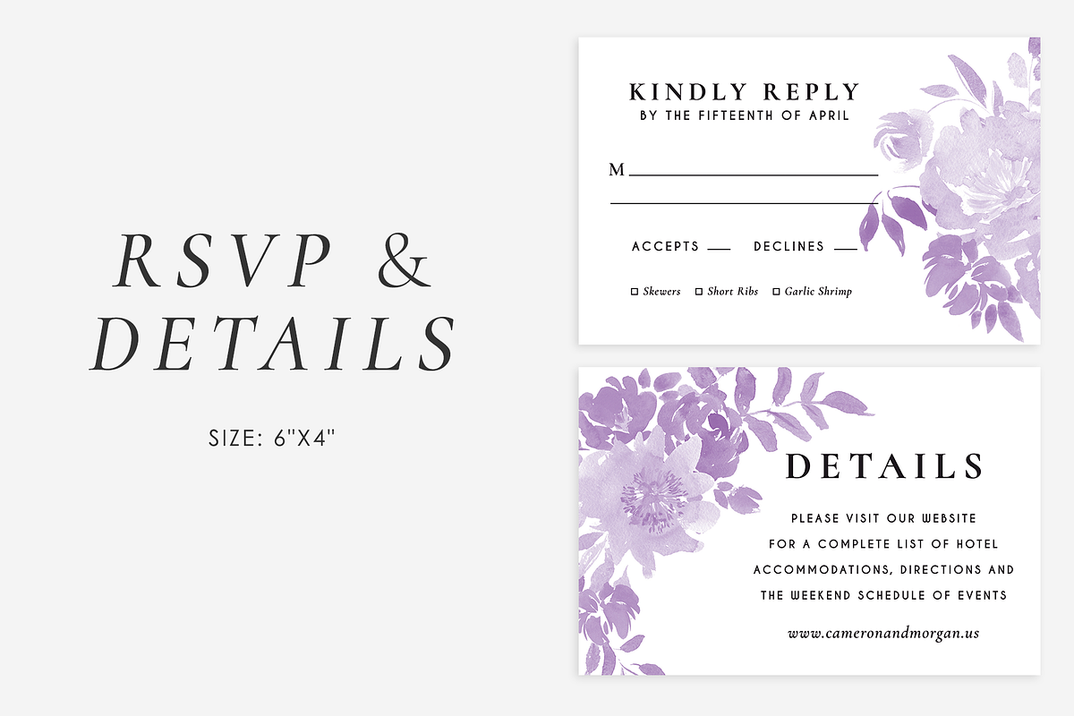 Ultra violet wedding set, an Invitation Template by Helen Halik art (Photo 3 of 8)