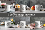 6 Mugs on a Table - Mockups, Smart, a Cups & Container Mockup by Maddy's Art & Mockups (Thumbnail 1 of 7)