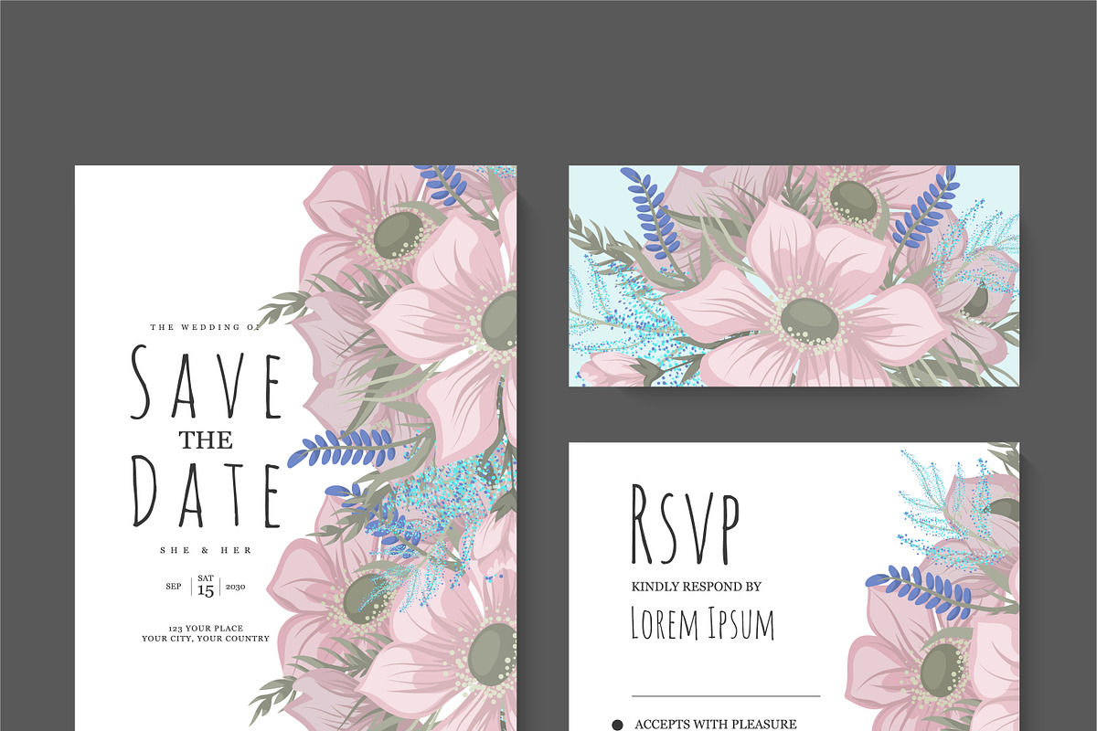 Wedding Invitation, save the date, an Invitation Template by Doodle_flower