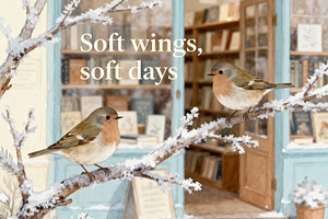 Cozy Winter Birds on Snow Branches, a Decorative Illustration by Virgo Studio