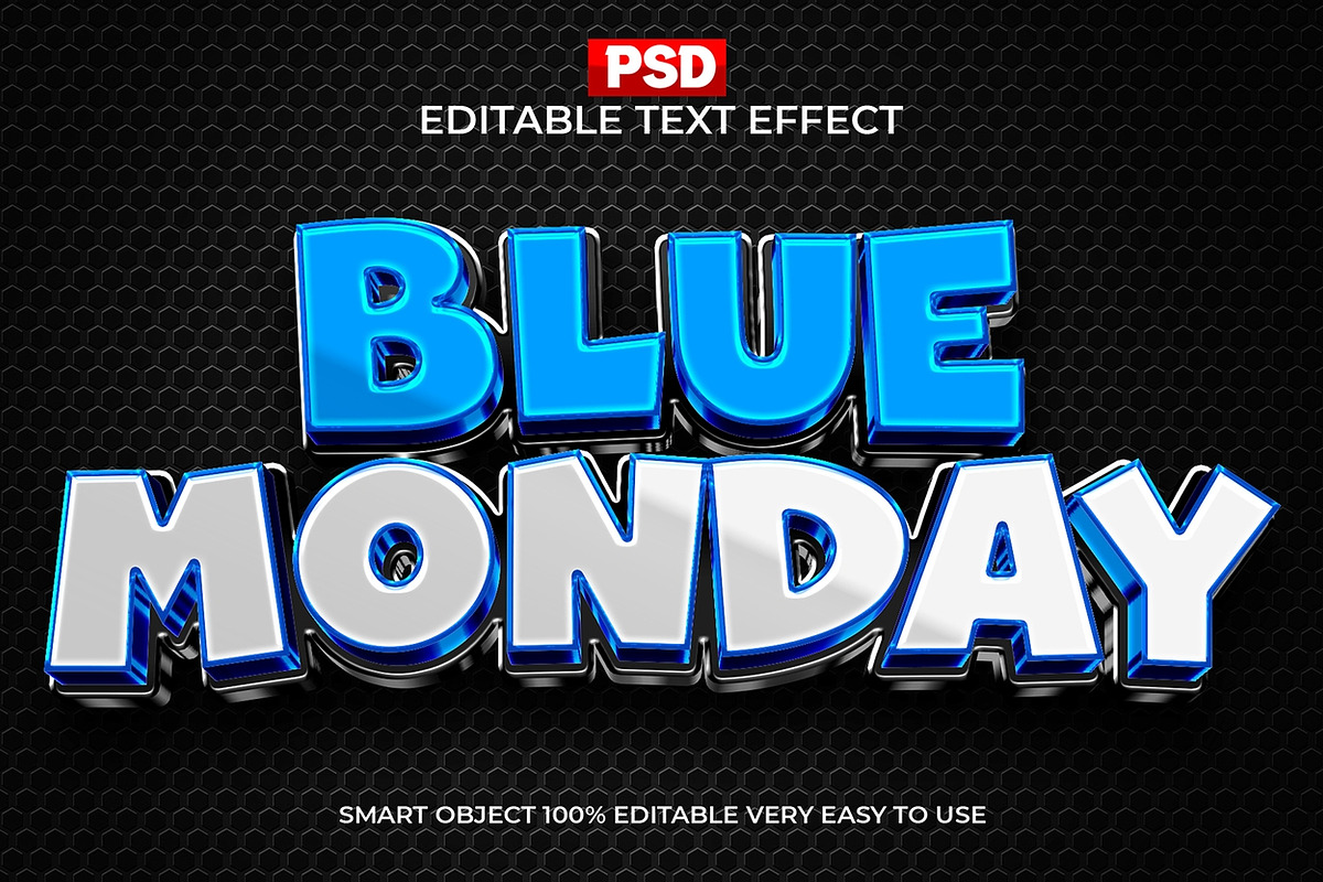 Blue Monday 3D Text Effect PSD, a Layer Style Add-On by Design Fly