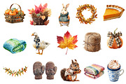 Watercolor Cozy Fall Clipart Bundle, an Illustration by Designworld (Thumbnail 2 of 6)