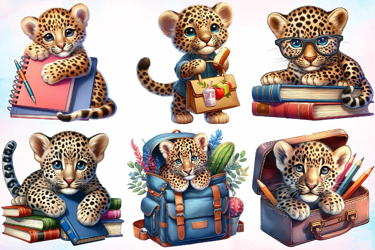 Leopards Back to School Clipart PNG, a Seasonal Illustration by Canvas Craft (Photo 3 of 4)