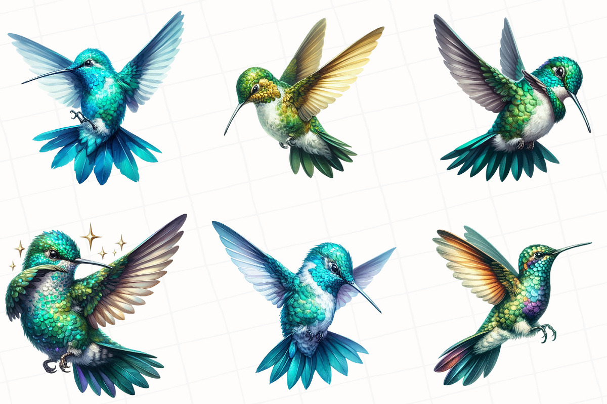 Cute Hummingbird Clipart, an Illustration by OK Design (Photo 5 of 5)