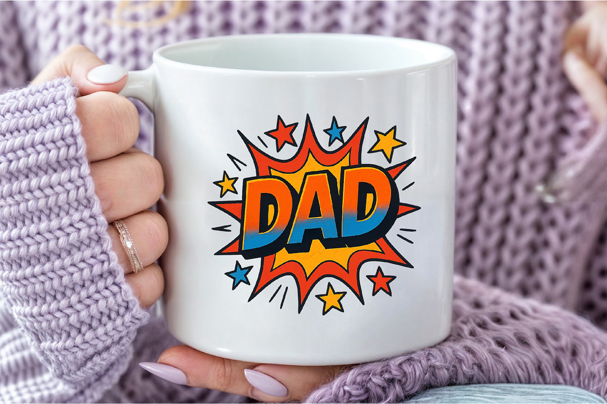DAD Comic Style Sublimation PNG4, an Illustration by DreamCafeArt (Photo 6 of 7)