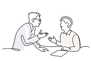 Male teacher explaining a task to a, an Education Illustration by Valenty