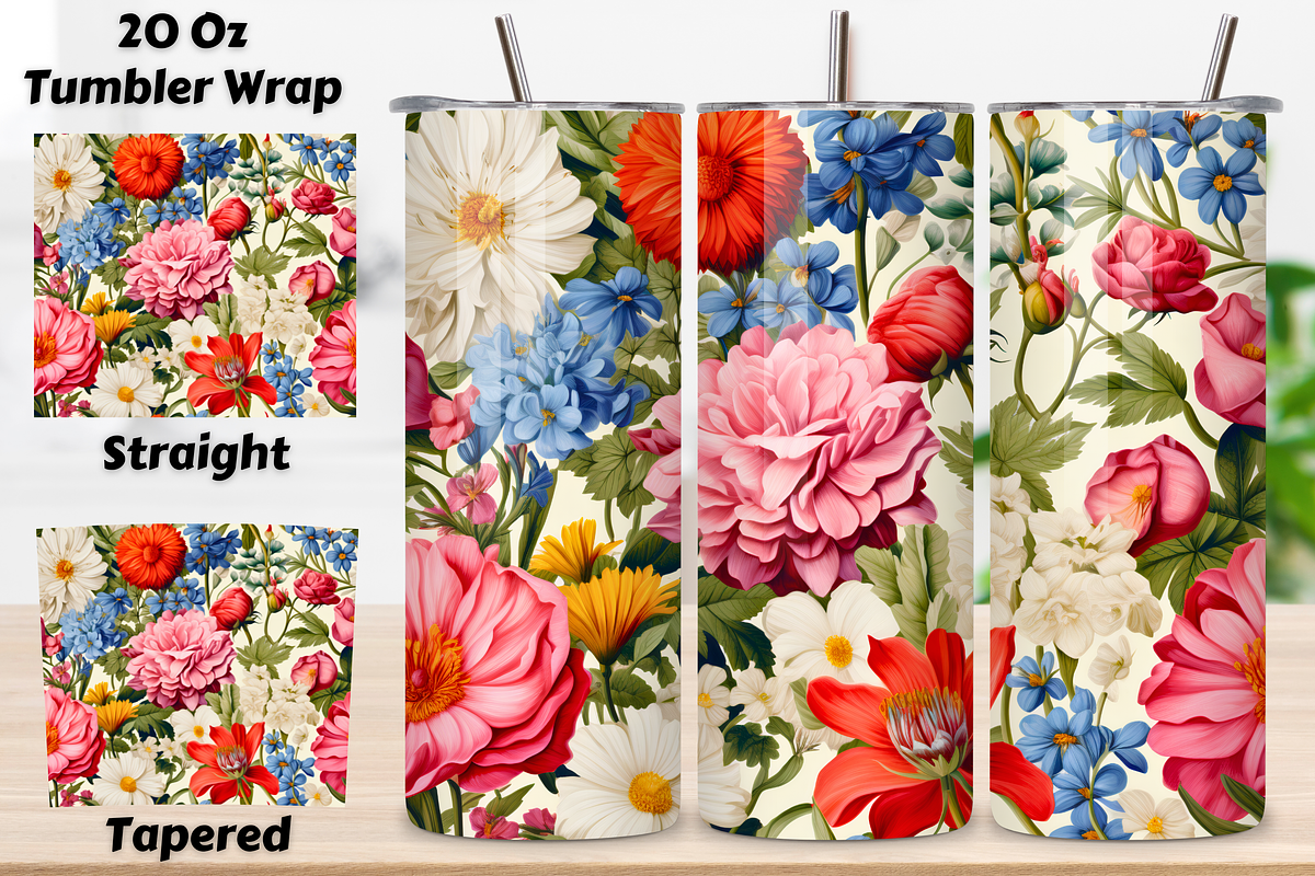 floral tumbler wrap | Seamless, a Graphic by FloridPrintables (Photo 1 of 3)