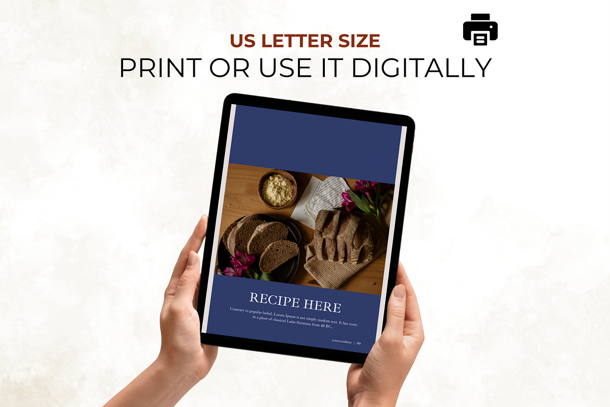 Blue Recipe Pages Canva Template, a Presentation Template by Digital By Nikoleta (Photo 7 of 16)