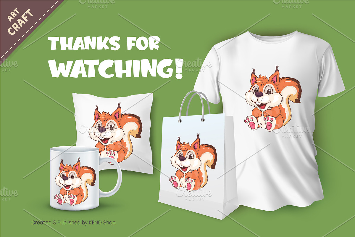 Cute Cartoon Squirrel. T-Shirt, PNG, an Animal Illustration by KENO Mascots (Photo 5 of 5)