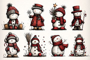 Whimsical Christmas Snowman Clipart, an Illustration by Dream Creation (Thumbnail 2 of 6)