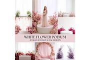 White Floral Podium Digital Backdrop, a Background Graphic by Business Chic (Thumbnail 1 of 6)