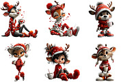Cute Christmas Reindeer Clipart, an Illustration by DreamArtGraphic (Thumbnail 2 of 4)