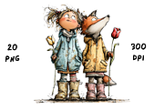 Whimsical Floral Girl & Fox Clipart, an Animal Illustration by GiraffeCreative (Thumbnail 11 of 20)
