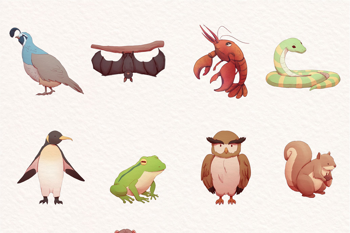 Watercolor Cute Animals Illustration, an Animal Illustration by ArtbyHien (Photo 2 of 13)