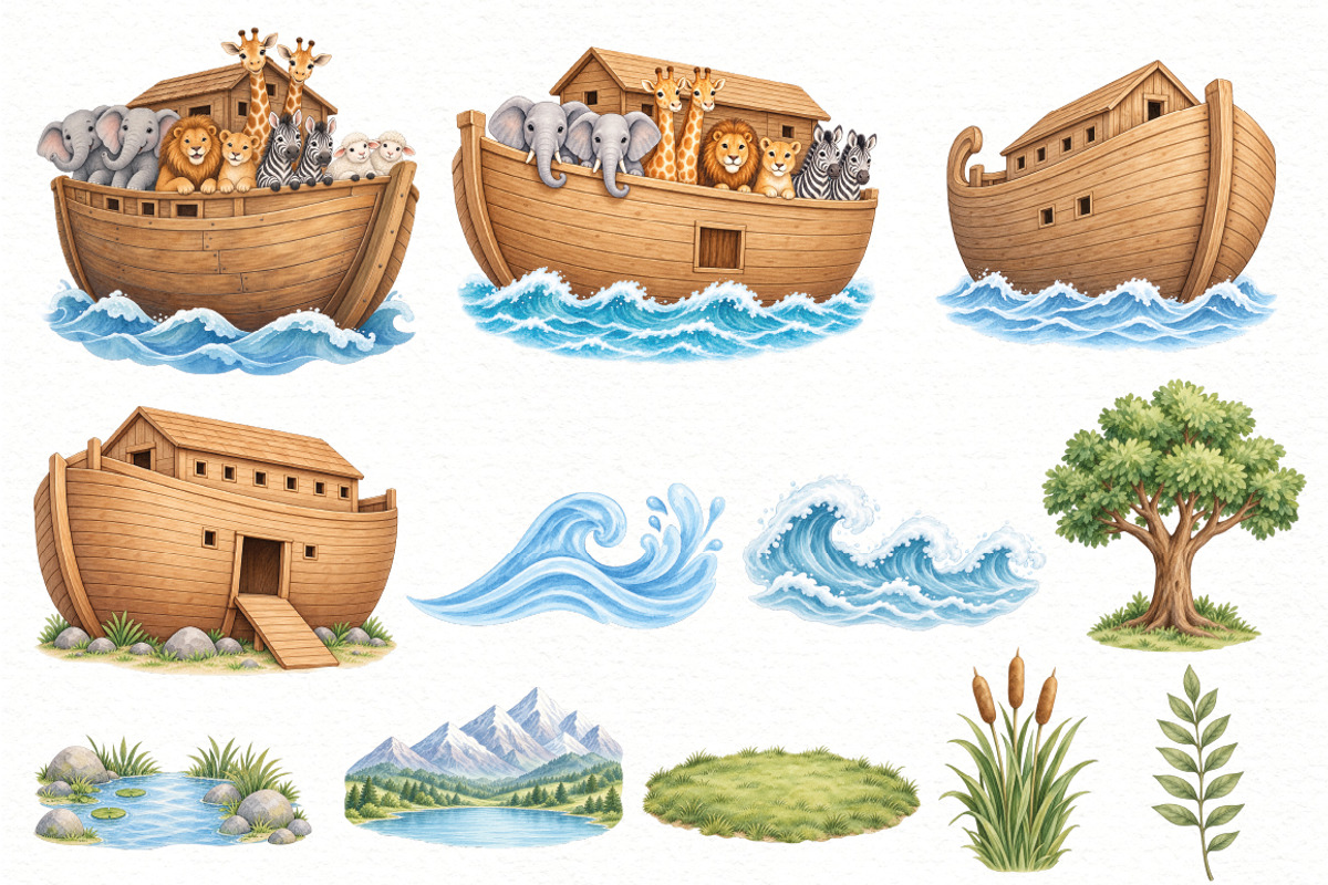 Noah’s Ark Clipart Bundle, an Animal Illustration by Villa 11 Estudio (Photo 6 of 8)