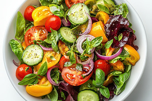Fresh vibrant vegetable salad in a b, a Food & Drink Photo by Pixeness Studio