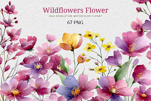 Wildflowers Watercolor Clipart, an Illustration by DreamCafeArt