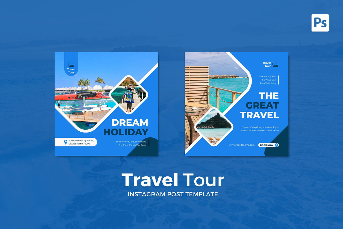 Travel Tour Instagram Post, a Social Media Template by CavenArt (Photo 2 of 5)