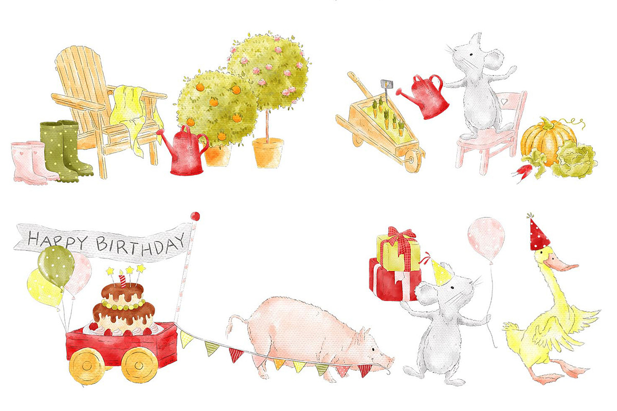Farm Party Barnyard Animals Clipart, an Animal Illustration by Magic Story Studio (Photo 2 of 5)