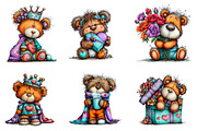 whimsical valentine teddy bear clipa, an Illustration by CreationArt (Thumbnail 3 of 5)