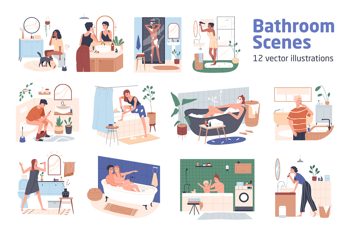 People do bathroom hygiene routine, a Person Illustration by Good Studio (Photo 1 of 13)