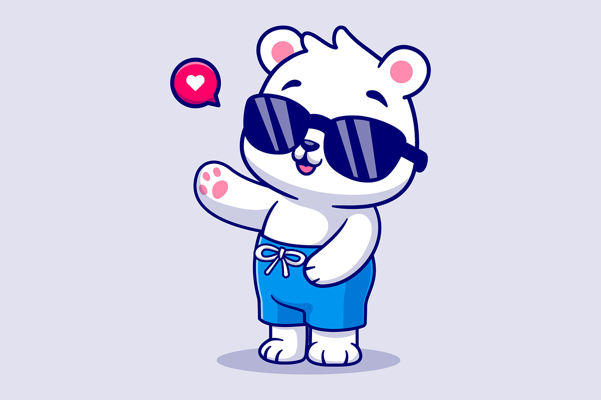 Cute Polar Bear Summer Waving Hand, an Animal Illustration by Catalyst Labs (Photo 2 of 3)