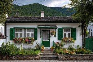 Charming cottage with flowers, a Photo by Beautiful things
