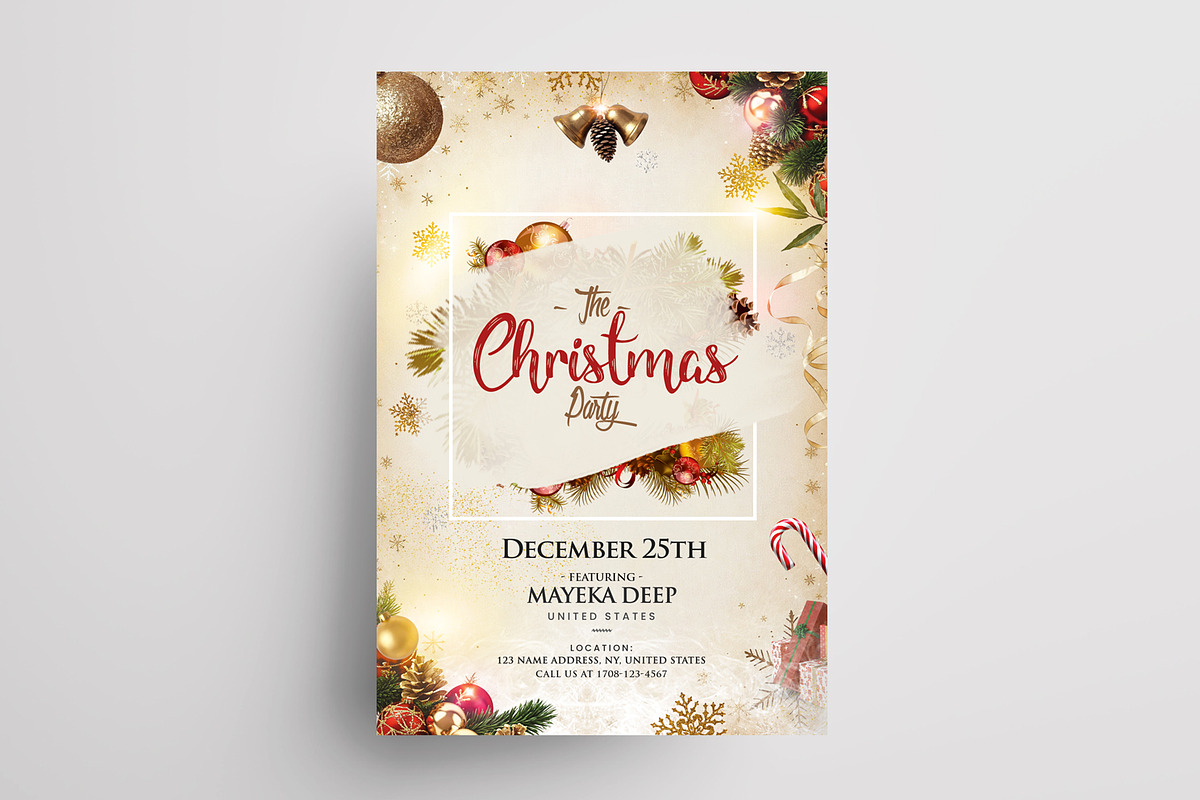 3 Merry Christmas Vintage Flyers, a Flyer Template by PixelsDesign (Photo 3 of 4)