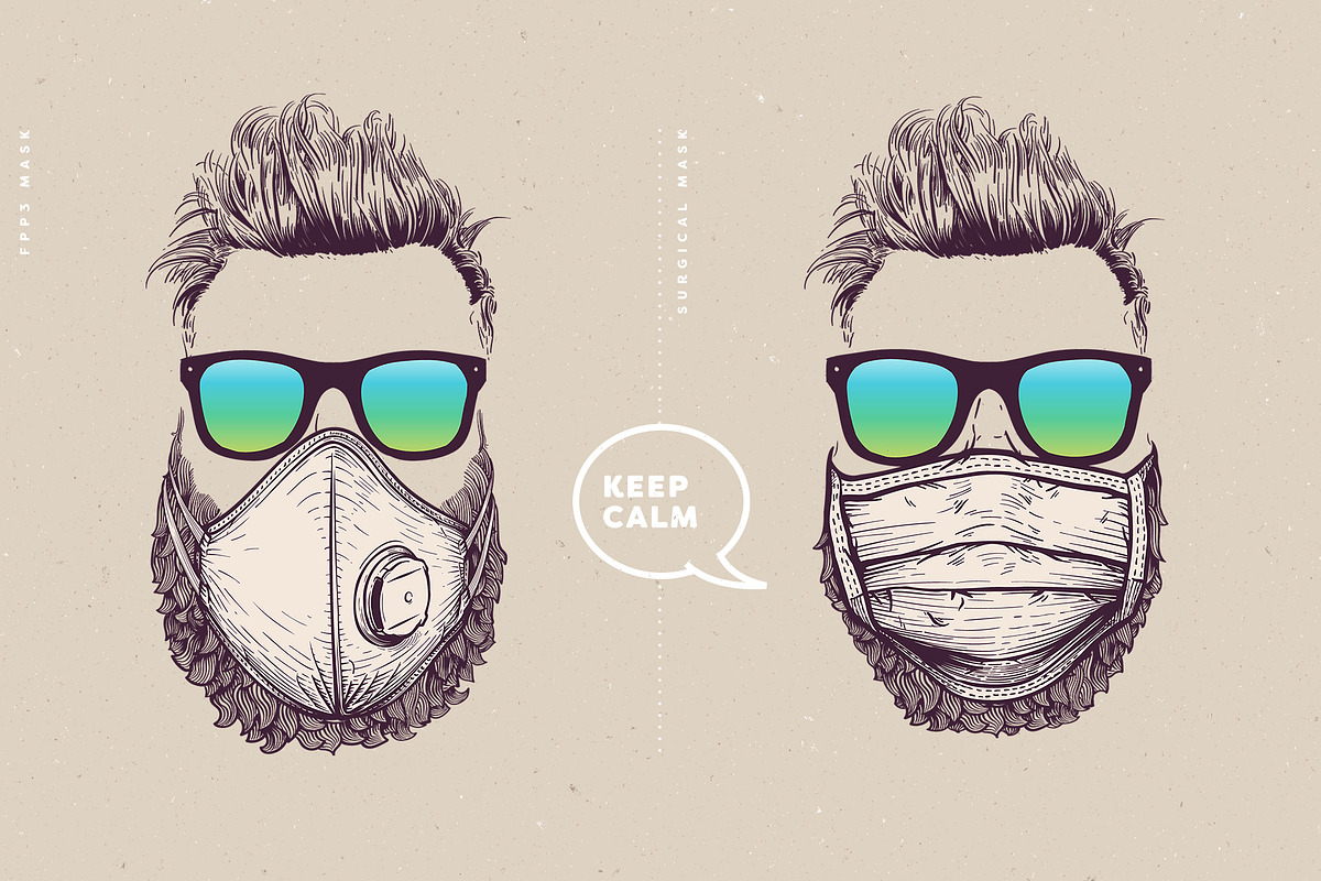 Corona Vintage Face Masks, a Healthcare Illustration by blauananas (Photo 4 of 8)