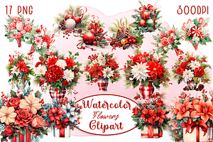 Watercolor Christmas Flowers