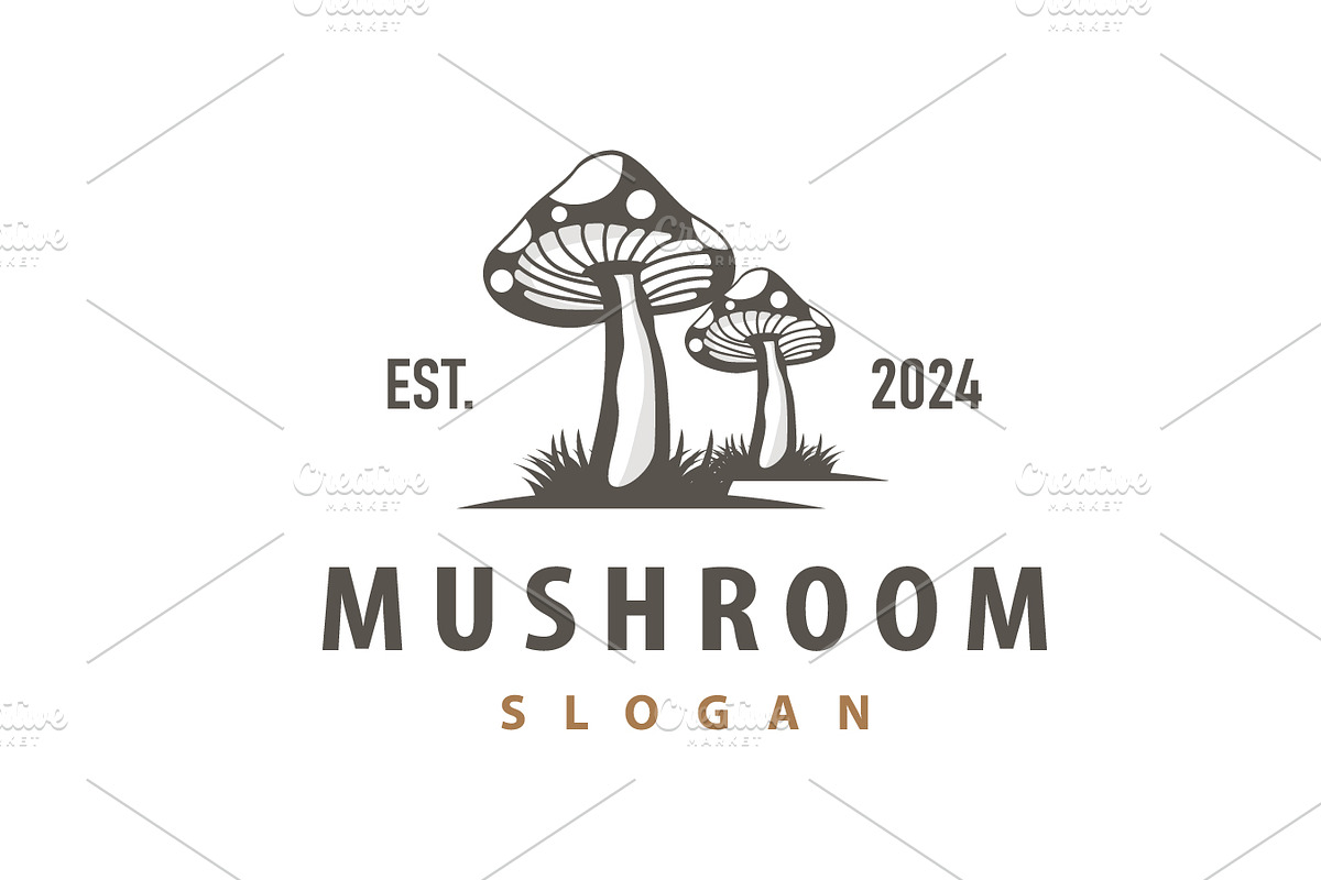 Mushroom Logo Retro Plant Silhouette, a Branding & Logo Template by Maylianaw28
